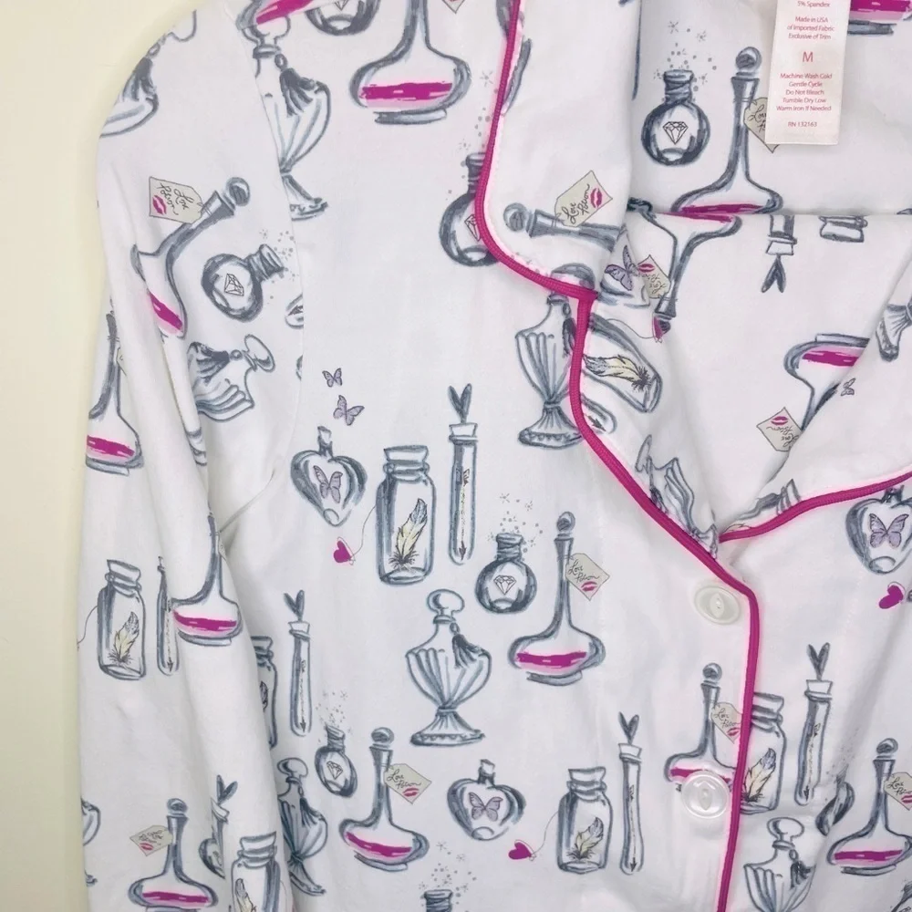 Rare BedHead pajamas set Love Potion Perfume bottles pants long sleeve top